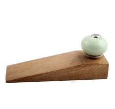 2 Pieces Sage Green Round Ceramic Wooden Door Stopper